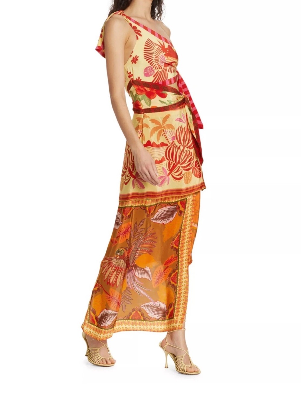 FARM RIO Forest Mixed Scarves Midi Dress